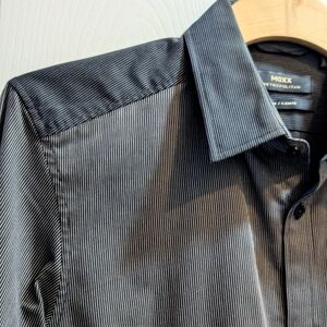 Y2K MEXX Metropolitan Slim Grey, Black Unisex Dress Shirt. Men's Med / Women's L